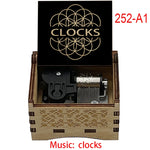 boîte musicale bois naturel motifs floraux 18 tons vintage manivelle horlogerie artisanale