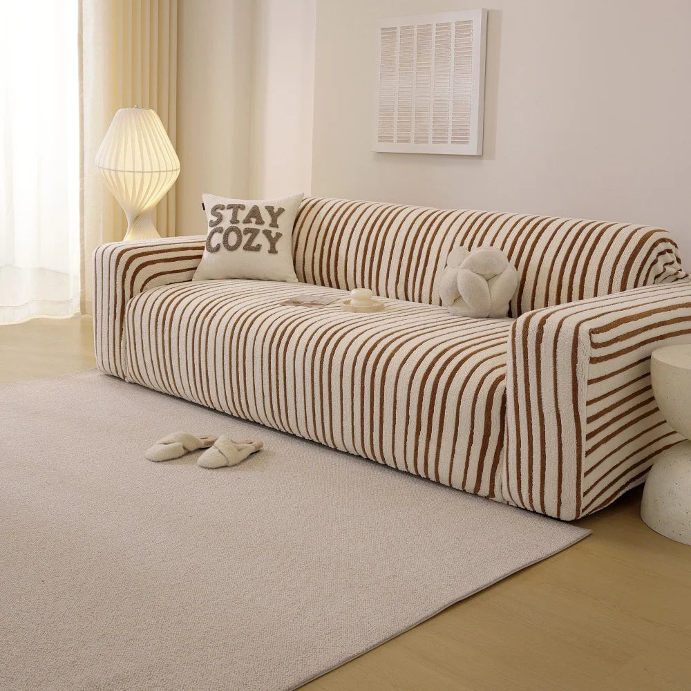 housse canapé rayures blanc noir moderne lavable machine salon animaux domestiques