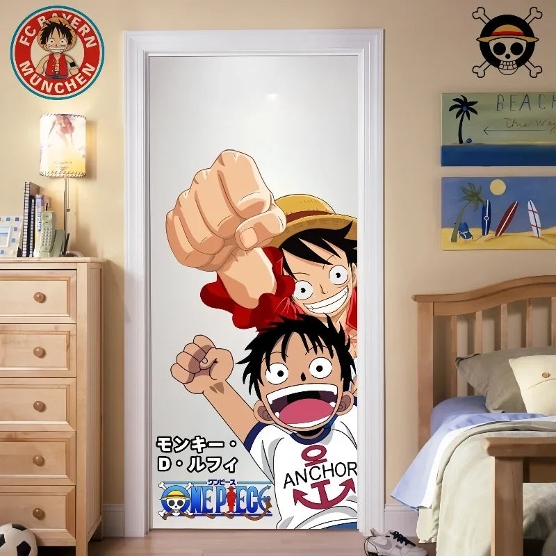 autocollant mural one piece luffy zoro personnages animés multicolore cartoon décoration chambre PVC