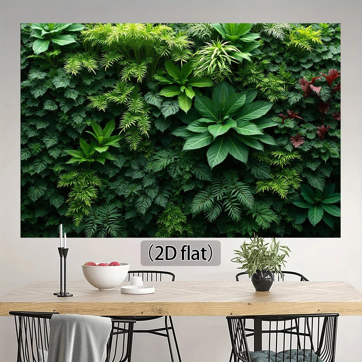 toile d'art végétale feuilles vert moderne décoration mur opaque naturelle chambre salon