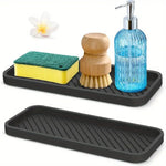 plateau rangement moderne noir blanc rayures diagonales distributeur savon gant toilette flacon parfum huiles