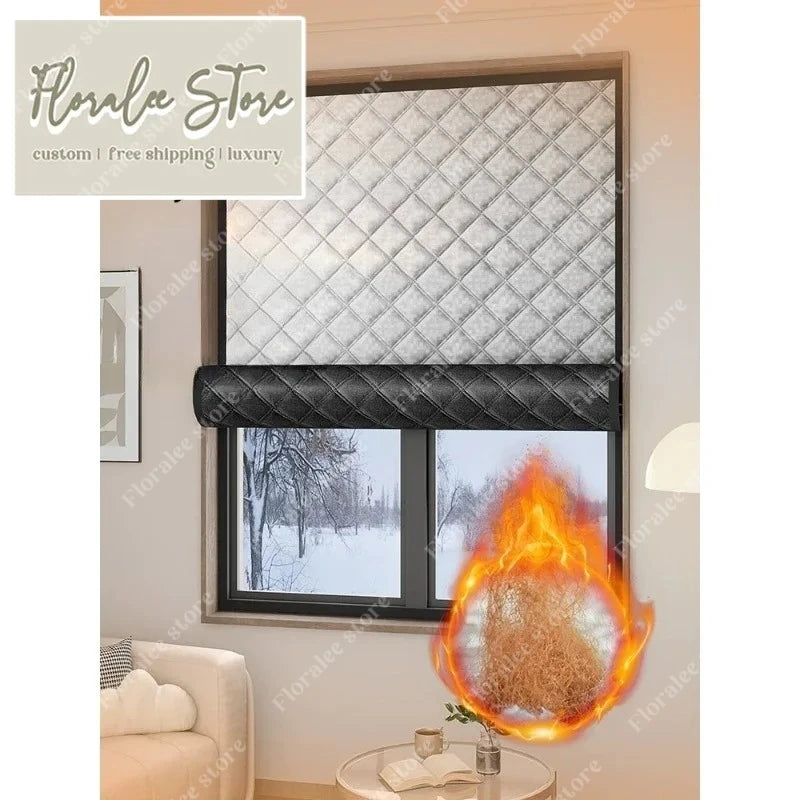 rideau gris quilté moderne isolation thermique hiver fenêtre chambre coucher