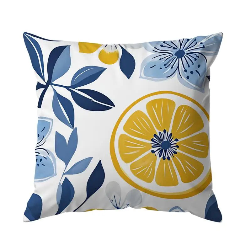 taies d'oreiller polyester citron vintage naturel fleurs blanches couleurs vives décoration maison jacinthe