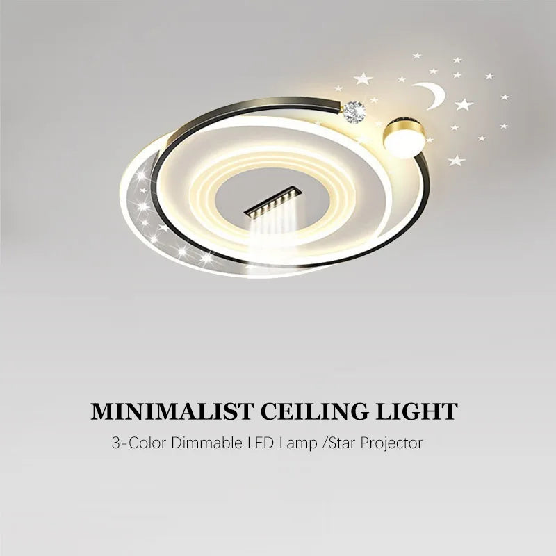 luminaire minimaliste moderne étoiles croissant lune géométrique blanc noir doré