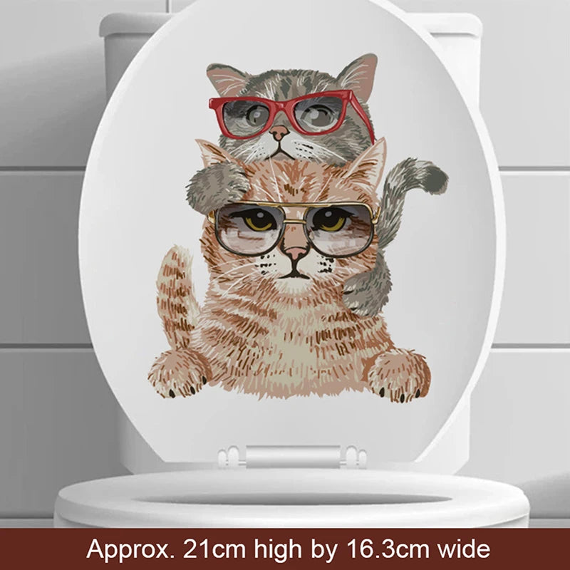 sticker mural 3d chaton orange gris opale adhésif salle bain décoration animaux
