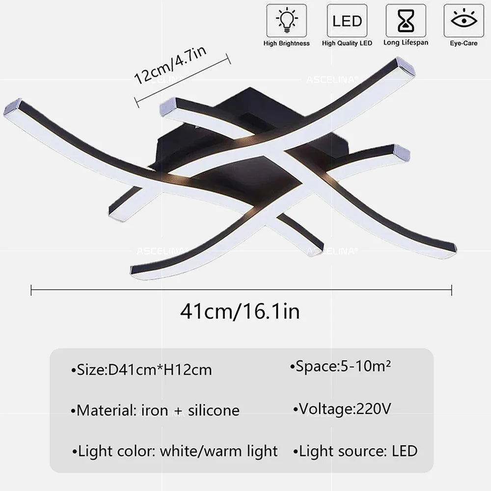 plafonnier moderne led noir blanc abstrait minimaliste éclairage quotidien