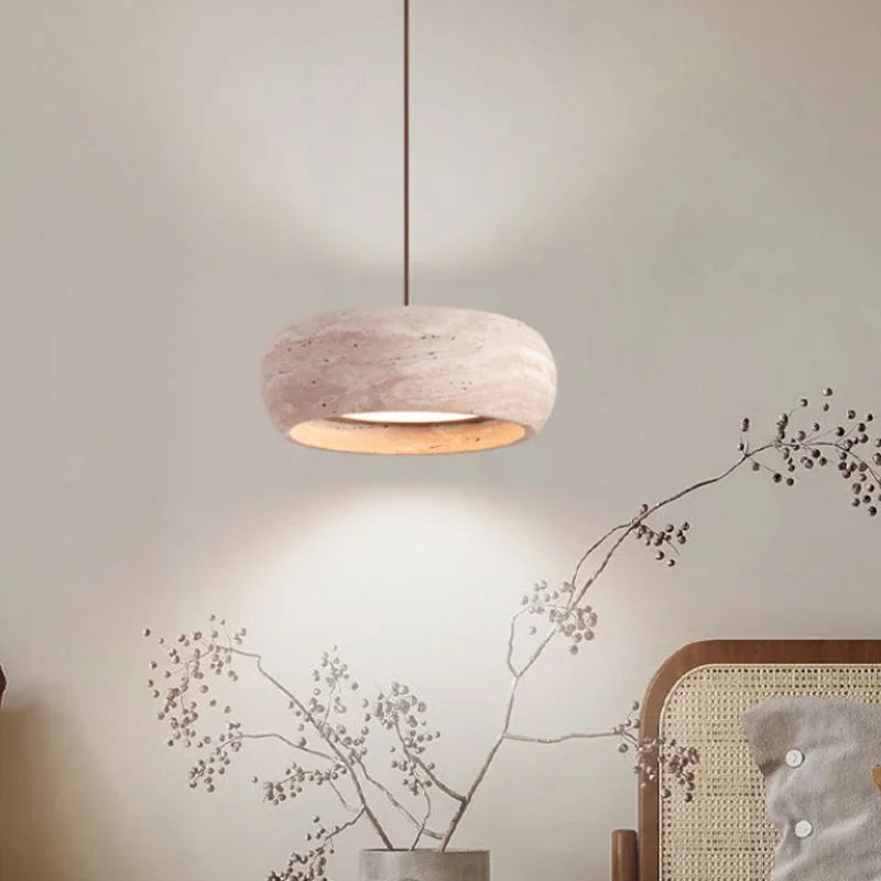 lampe suspendue moderne pierre marbrée beige brun clair led salle bain restaurant étude chambre