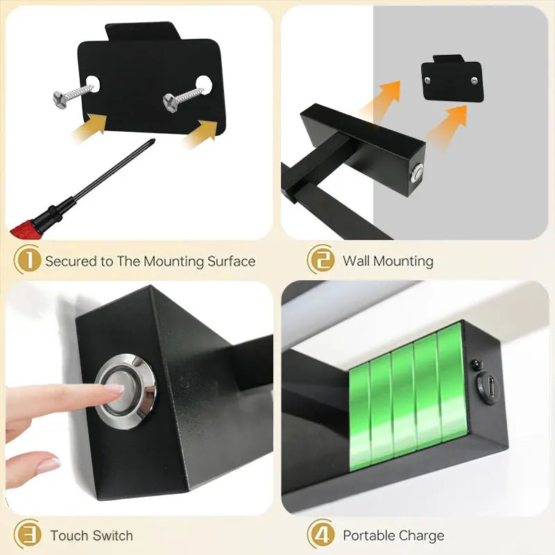 lampe led rechargeable sans fil noir moderne télécommande minimaliste contemporaine