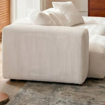 canapé modulable moderne beige clair rayures horizontales convertible cause cœur lit salon