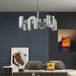 Suspension lumineuse moderne tubulaire contemporaine gris noir rouge ampoules intégrées