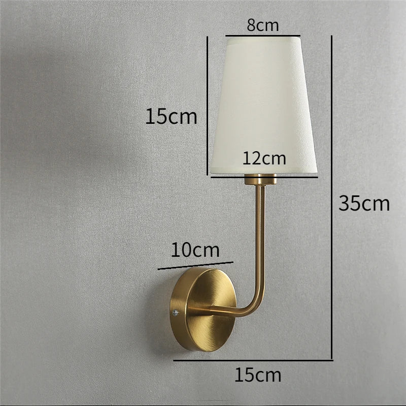 applique murale moderne or noir abat jour tissu éclairage chambre cuisine miroir salle bain