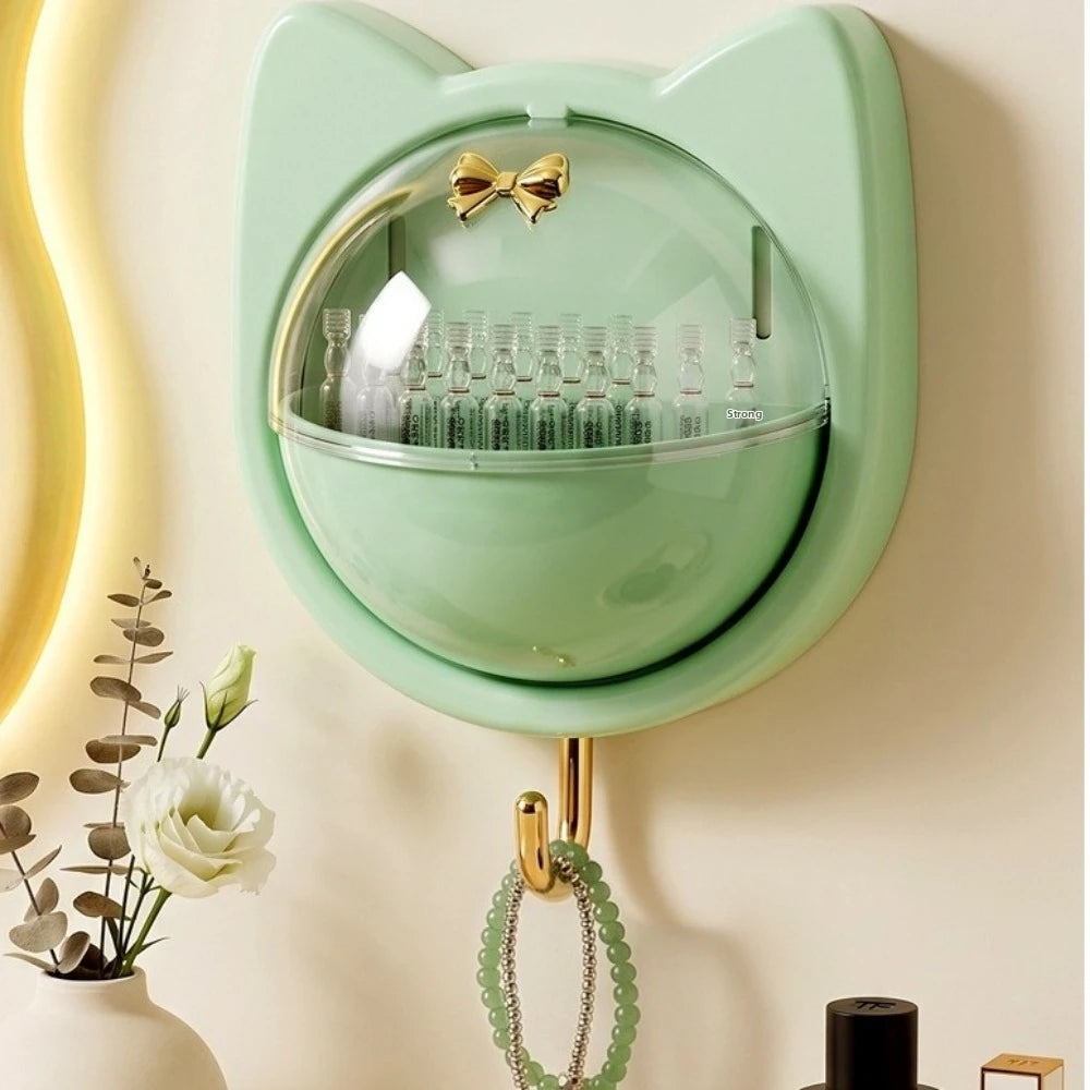 porte bougies mural tête chat couvercle transparent crochets métalliques moderne vert rose pastel