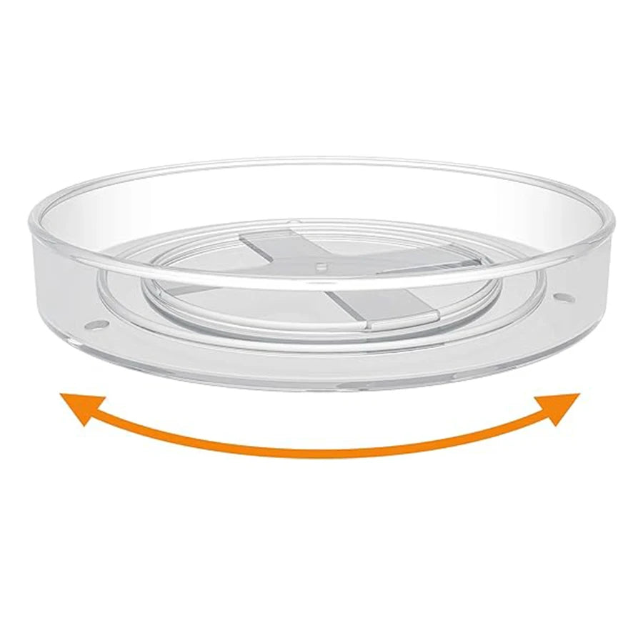 plateau rotatif transparent moderne rangement bouteilles différentes tailles cuisine organisation.storage