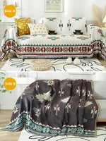 housse canapé réversible polyester multicolore motifs géométriques animaux moderne fleur ornement salon