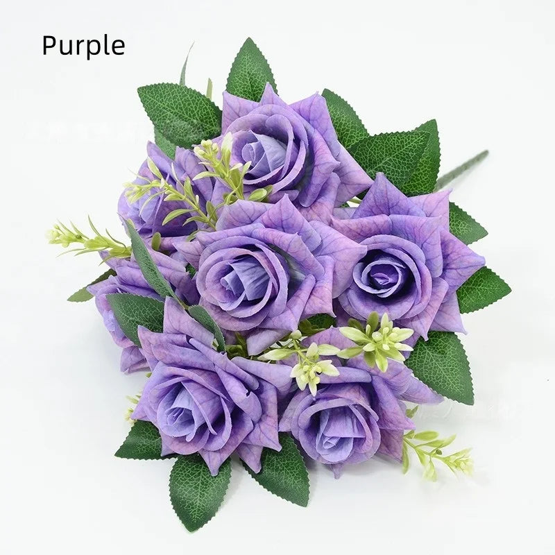 bouquet roses artificielles violet rose orange blanc moderne exposition extérieur soie