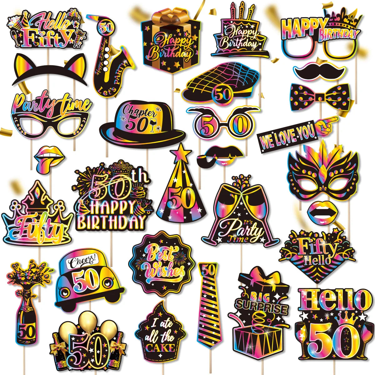 masques fête multicolores holographiques anniversaire noir blanc piquets variété motifs festive