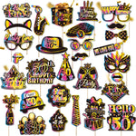 masques fête multicolores holographiques anniversaire noir blanc piquets variété motifs festive