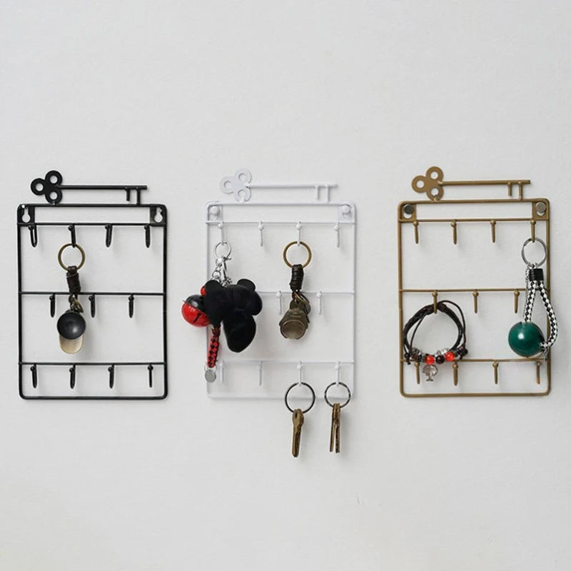 porte clés mural moderne noir blanc doré industriel vintage bijoux clés decoration minimaliste opaque