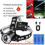 lampe frontale led noire rechargeable zoomable cordon rayures blancs moderne camping pêche