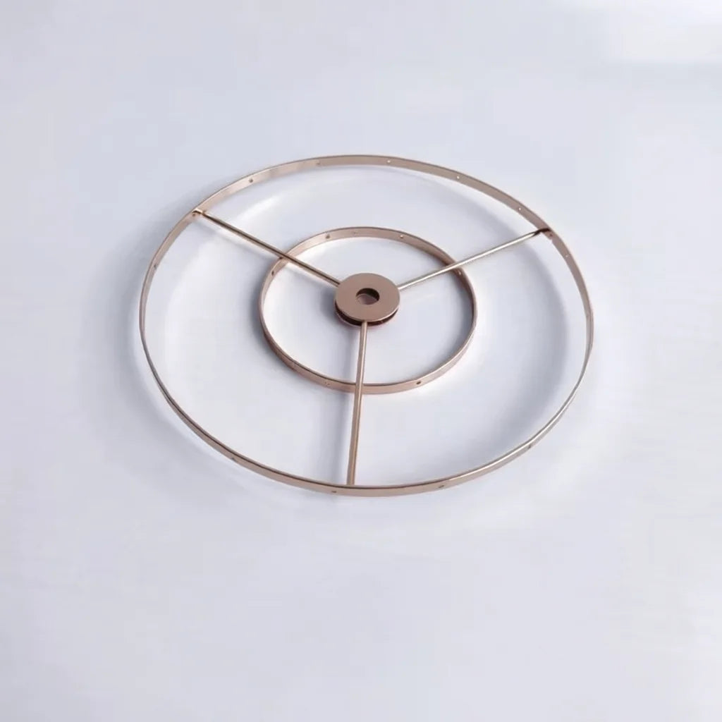 support lampe moderne minimaliste structure circulaire argenté doré barres horizontales verticales opacité fixations invisibles