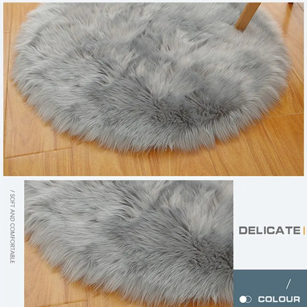 tapis rond doux fourrure polyester blanc rose gris moderne chambre 30 50 70 cm