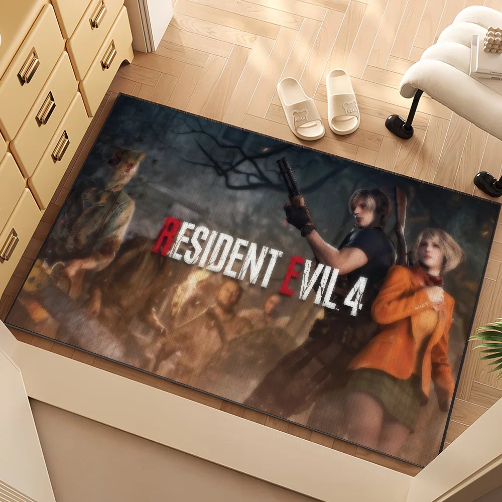 tapis resident evil multicolore antidérapant illustration post apocalyptique personnages armés
