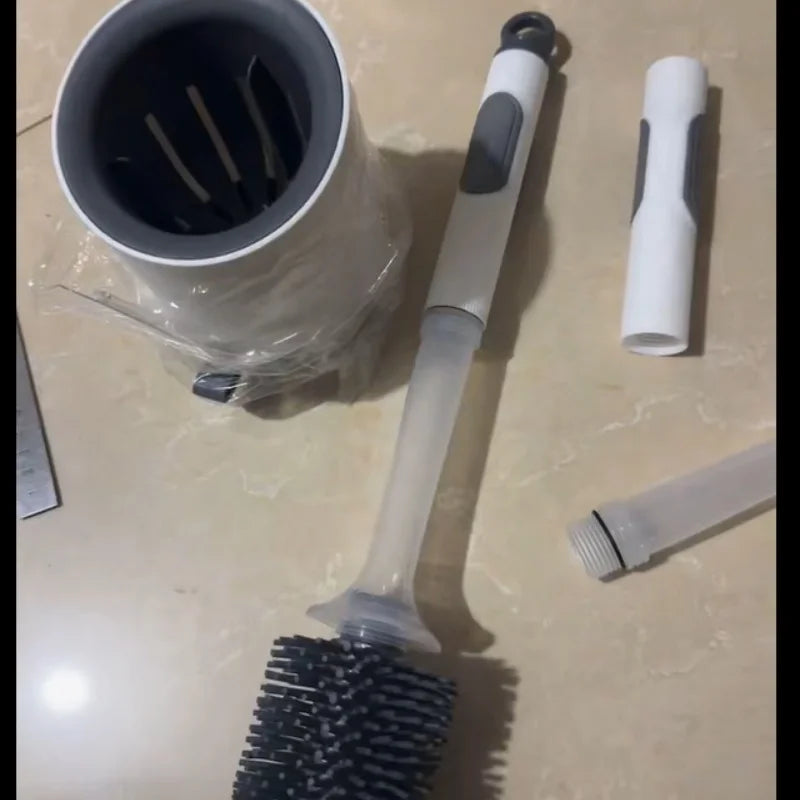 brosse wc moderne poils noirs support mural blanc bleu noir adhésif poignée détachable bouchon