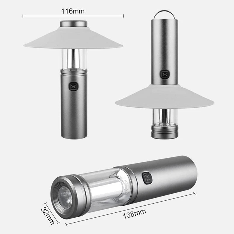 lampe camping led rechargeable étanche aimant crochet portable moderne gris métallique abs cale six