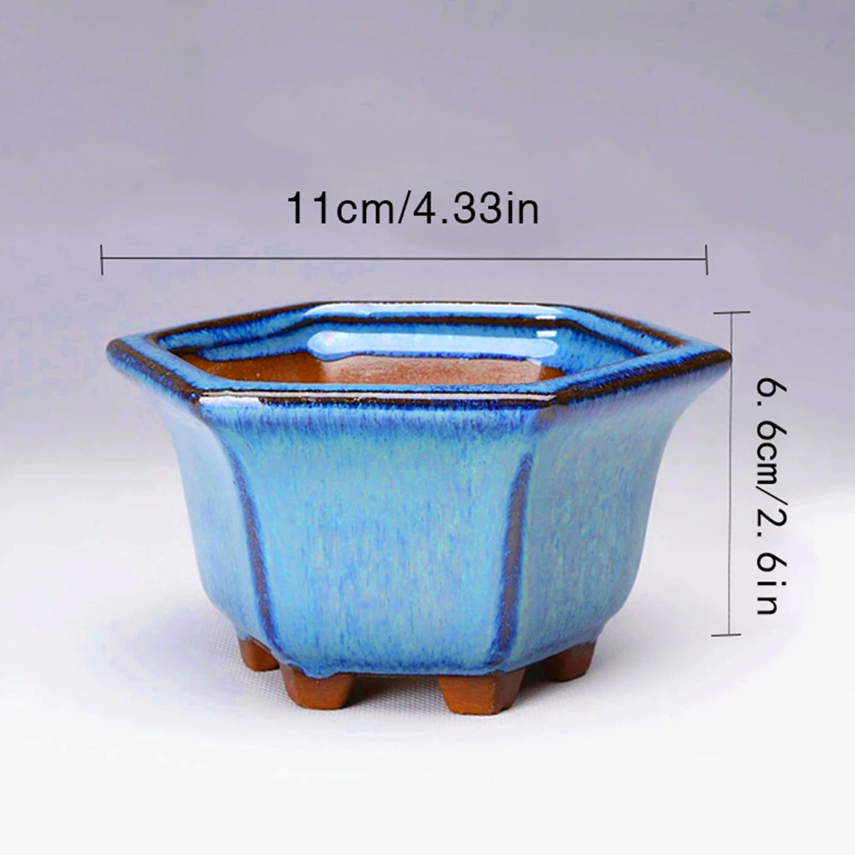 pots céramique succulentes bleu brun texture grès brillante intérieur extérieur classique minimaliste