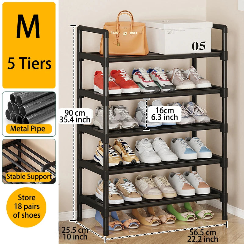 étagère chaussures noire moderne multi niveaux grande capacité chambre entrée garage salon