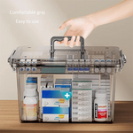 boîte rangement médicaments transparente moderne compartiments multiples poignée imperméable chambre coucher trousseau premiers soins
