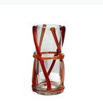 vase moderne transparent tiges entrelacées orange sans fleur