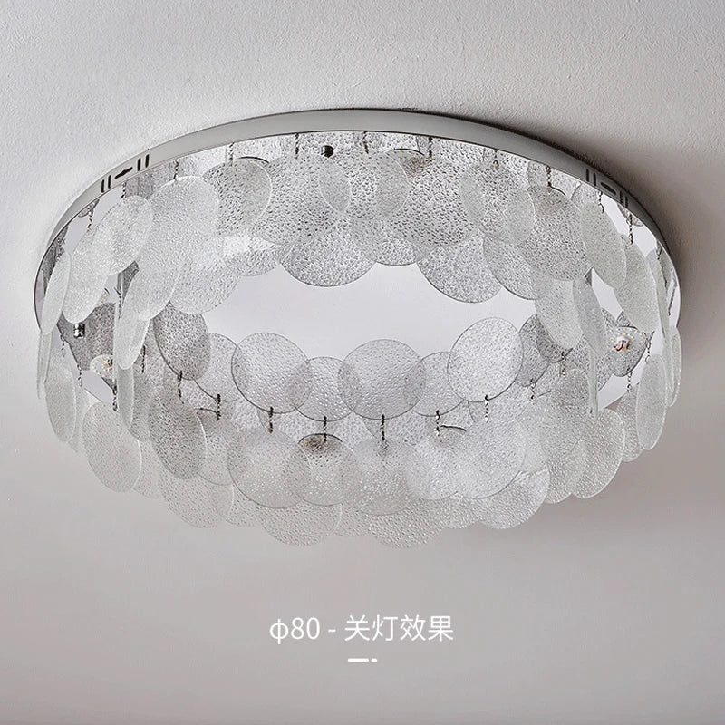 plafonnier led cristal verre moderne blanc doré 80cm chambre salon