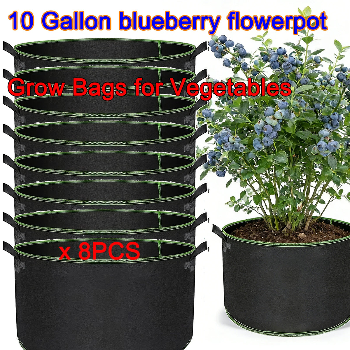 sacs culture légumes fibre végétale noir poignées portables 10 gallons 50 pièces