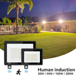 projecteur led motion sensor ip66 noir moderne fixations 200w 360mm 272mmextérieur contemporain