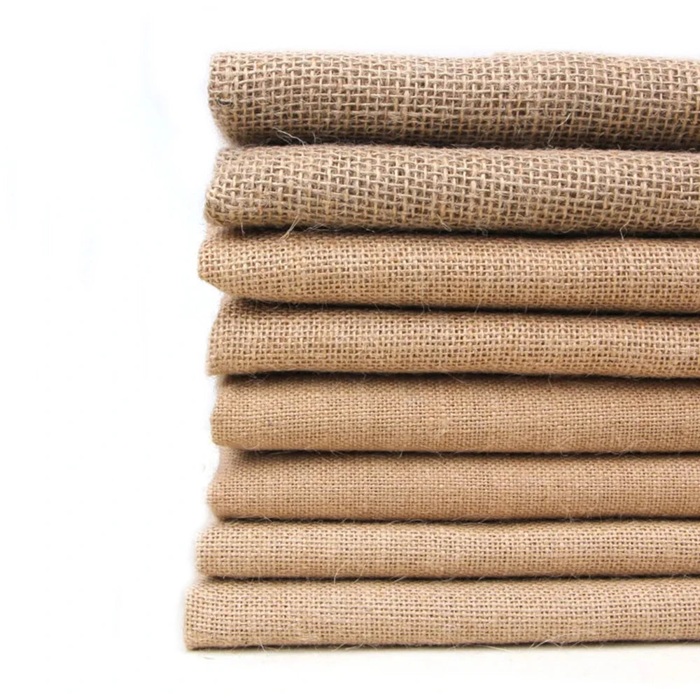 tissu jute biodegradable 50x160cm toile grossiere decoration bricolage marron clair opaque