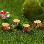 ornements résine tronc arbre miniature décoration paysagère cadeau artisanal pastoral champignons feuilles texture boisée
