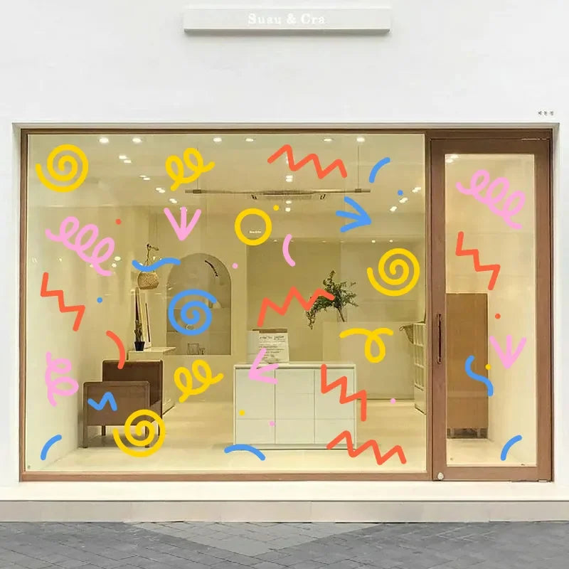 sticker decoratif multicolore geometrique moderne adhesif salle bains cuisine maison pop art simple