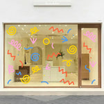 sticker decoratif multicolore geometrique moderne adhesif salle bains cuisine maison pop art simple