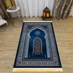 tapis géométrique bleu or artisanal polyester antidérapant imperméable résistant décoration maison İslam prière voyage