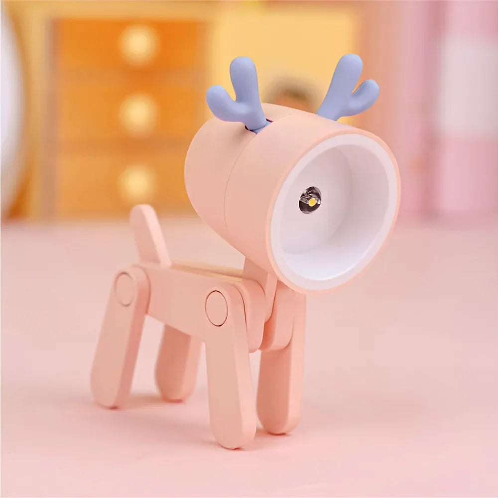 veilleuse pliante animaux chien girafe lampe table bleu jaune rose modernes clips