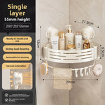 étagère salle bain gris moderne ventouse rangement bain murale ajourée crochets suction