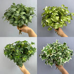 plantes artificielles feuilles vertes tiges blanches moderne minimaliste extérieur décoration
