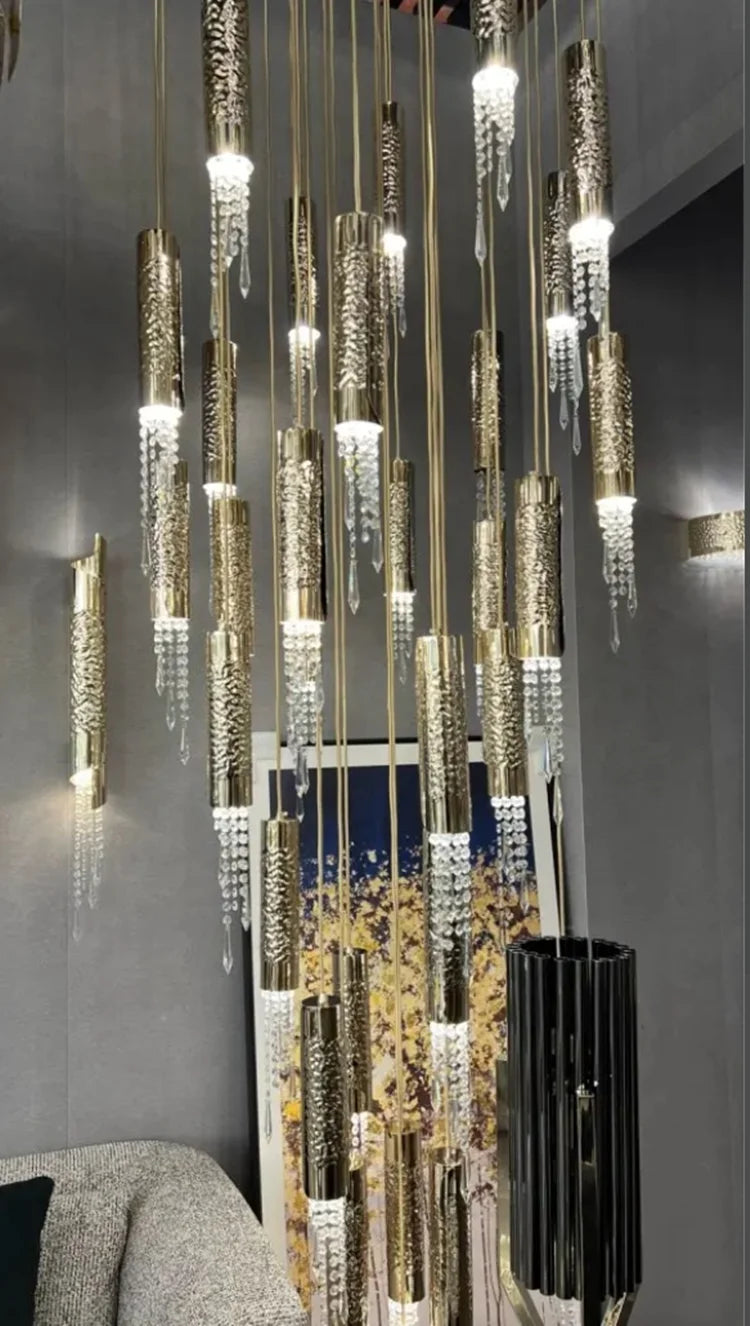 lustre moderne doré transparent 12 lumières facile salon chambre