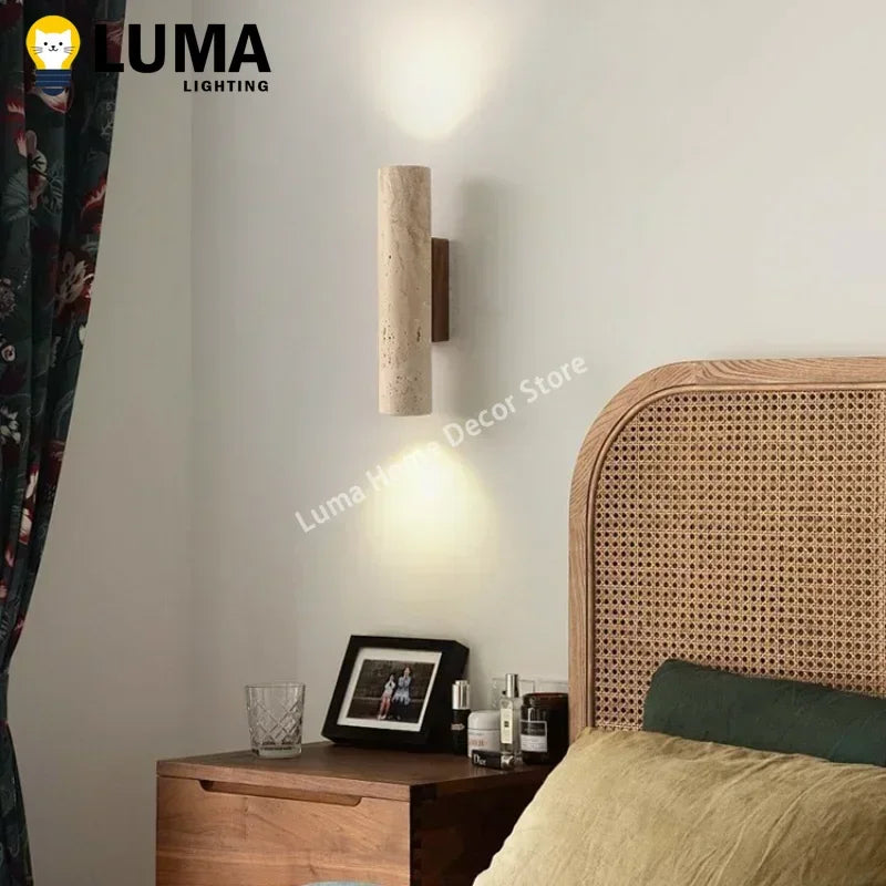 applique murale pierre marbre beige bois moderne salon chambre salon