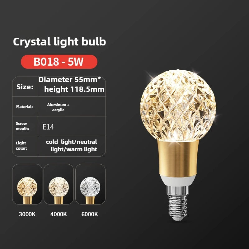 ampoule led e27 transparente dorée texture diamantée moderne 50000 heures 2700k 6500k 500 999