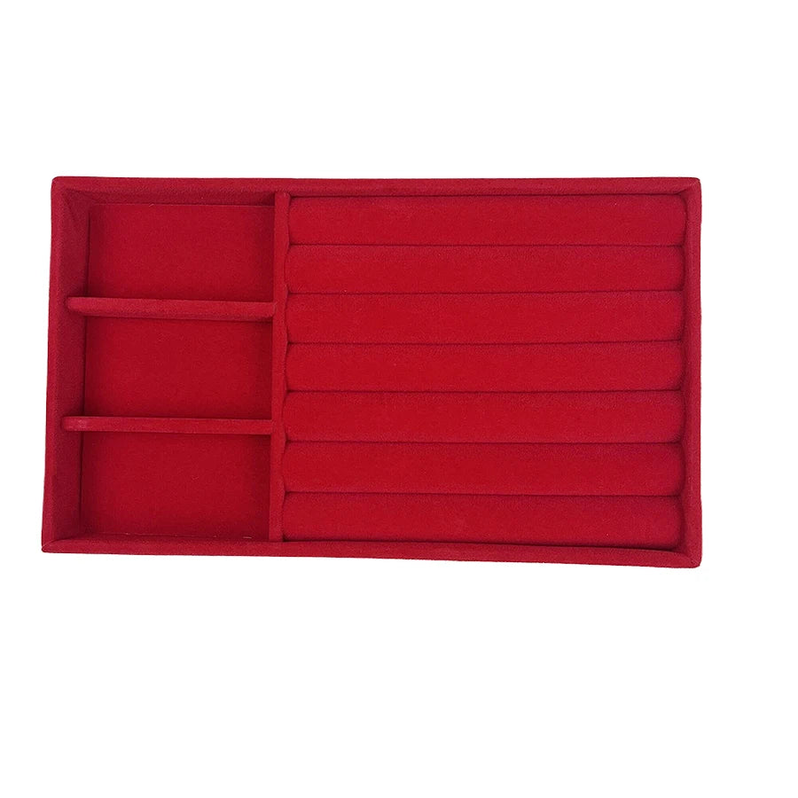 boîte bijoux velours rouge moderne plateau 21cm colliers boucles doreilles bracelet doré lunettes