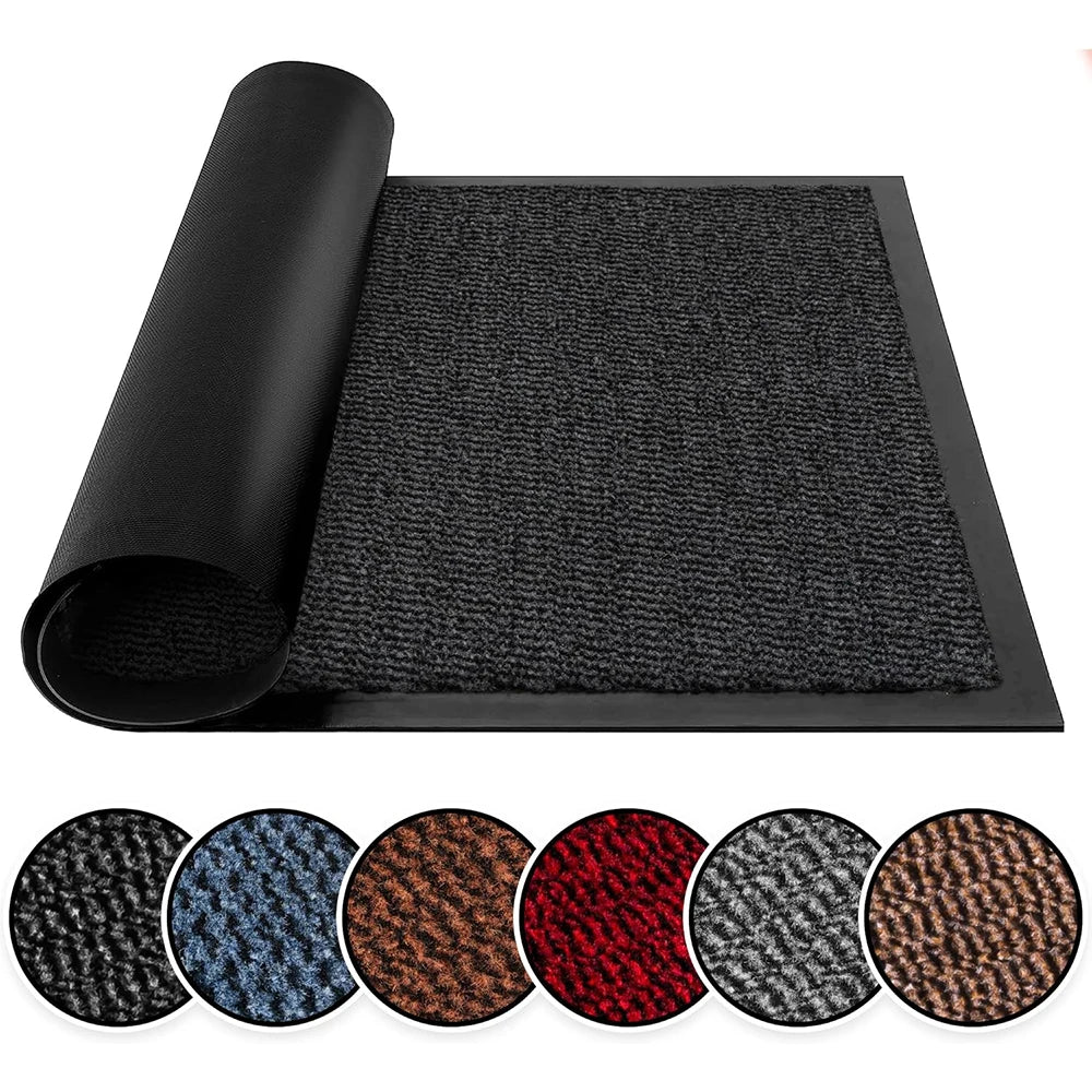 tapis d'entrée noir texture granulée moderne antidérapant polypropylène polyester 40cm 60cm