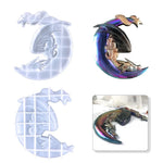 sculpture dragon bleu iridescent métallique fantaisie 10x10cm décoration murale brillante