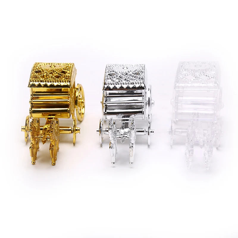 chariots decoratifs transparents or argent decor ancien details metalliques brillants anniversaire mariage baptemes echangiste